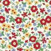 108" Quilt Back Flowers - Red  108" x 68"  pre-cut piece
