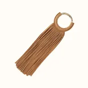 Fringe Carabiner Tassel In Buffed Leather - Whiskey