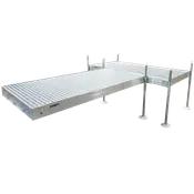 12' T-Shaped Boat Dock System with Aluminum Frame and Gray Titan Decking