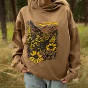Flower Meadow Unisex Hoodie - Coyote Brown
