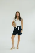 Sabine Button Up Collar Tie Front Top (S-3XL)