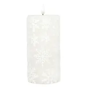 White Snowflake Timer Candle - 5" LED Pillar