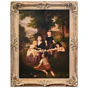 Hugues Merle Oil on Canvas of the Artist’s Family in a Woodland Landscape
