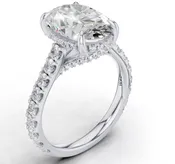 Custom Commission for Shelby | 4.30 Carat Oval Lab Grown Diamond | Platinum Hidden Halo Pavé Ring