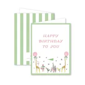 Animal Parade Green Birthday Card
