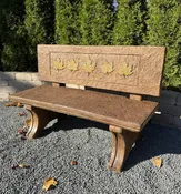Autumn Maple Leaf Garden Bench Cast Stone 54.5" Long