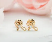 Cherished Moments 14K Gold-Plated Cross Earrings for Baptism or Communion Gift