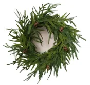 18" Norfolk Pine Wreath on Vine W/Pinecones Real Touch