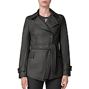 Chic Black Double Breasted Women Leather Jacket