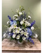 BLUE, WHITE, AND SILVER MACHE