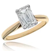 14K Two-Tone Emerald Cut Diamond Solitaire Engagement Ring