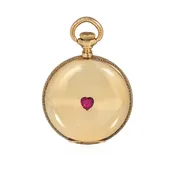 Agassiz Geneva Antique ruby heart pocket watch pendant