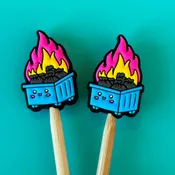 Blue Dumpster Fire Knitting Needle Point Protectors