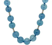 Aquamarine Beaded Necklace With Moonstone and Gold Beads