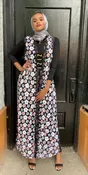 Floral Sleeveless Black Open Abaya