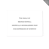 BASIC BESPOKE SYMPATHY ACKNOWLEDGEMENT: COPPERPLATE FLAT PRINTED