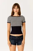 Striped Knit Top with Scoop Back