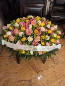 Elegant Tribute Funeral Floral Arrangement with Personalized Ribbon — A1 Flowers