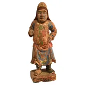 18th Century Polychrome Wood Statue of Warrior Guard