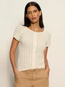 All In Pointelle Button Top Collagen