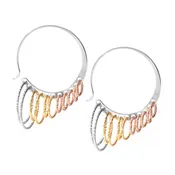 18kt Diamond Cut Tri-Color Plated Sterling Silver Italian Earrings