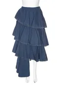 Alaia Dark Denim Ruffle Tier Midi Skirt SZ 36 NWT