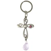 Mother's Day Floral Cross Keychain With Charm