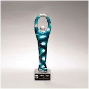 12 1/4" Victory Art Glass on Clear Glass Base with Black Laserable Aluminum Plate