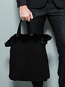Black Suede with Black Fur Tote Bag