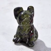 1.5" Bloodstone Bulldog Natural Gemstone Carving
