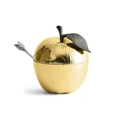 Apple Honey Pot w/ Spoon Goldtone by Michael Aram