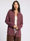 Button Down Top in Ruby Red