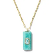 Amazonite + Blue Topaz Azure Tile Pendant