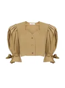 Top court manches bouffantes en popeline de coton