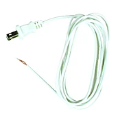 Lamp Cord With Polarized Plug, 18-2, White, 8-Ft.