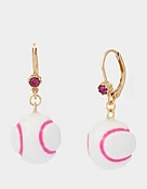 BASEBALL LEVER BACK EARRINGS WHITE