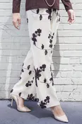 Abstract Flora Wrap Pants in Beige & Brown Style #1262