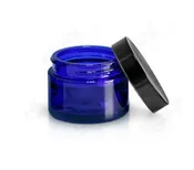 2 oz. Blue Glass Jar with Black Cap
