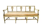 Antique French Lyre Back Bench — St Romain Interiors