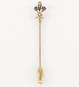 14 KT Gold Amethyst Seed Pearl Stick Lapel Pin Brooch