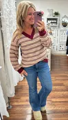 Burgundy Luxe Waffle Stripe Top (FINAL SALE ITEM)