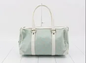 Gucci Aqua and White GG Canvas Boston Bag