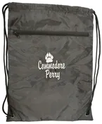 Black Commodore Perry Zippered Drawstring Bag — Custom Corner Printing