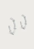 Anabel Aram Bamboo Medium Hoop Earrings | Silver