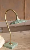Antique Brass Gooseneck Table Lamp with Enamel Shade - Vintage Lighting — Riverside Franklin