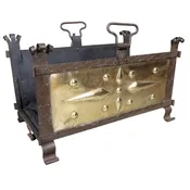 Arts and Crafts Wrought Iron and Brass Wood Holder