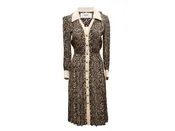Beige & Black Celine Fall/Winter 2020 Snakeskin Print Dress Size US S