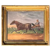 "Harness Racer at Belmont Park 1884, Philadelphia" by Agustus Kollner — Bradbury Art & Antiques