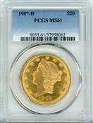 1907-D $20 PCGS MS61 - Liberty Coins of Richmond, Virginia
