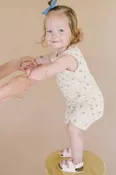 Berry Shortie Baby Romper, Organic Baby Onesie, Henley - 6 Month